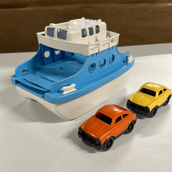 Green Toys Toys Green Toys Ferry Boat Blue Plastic With 2 Cars